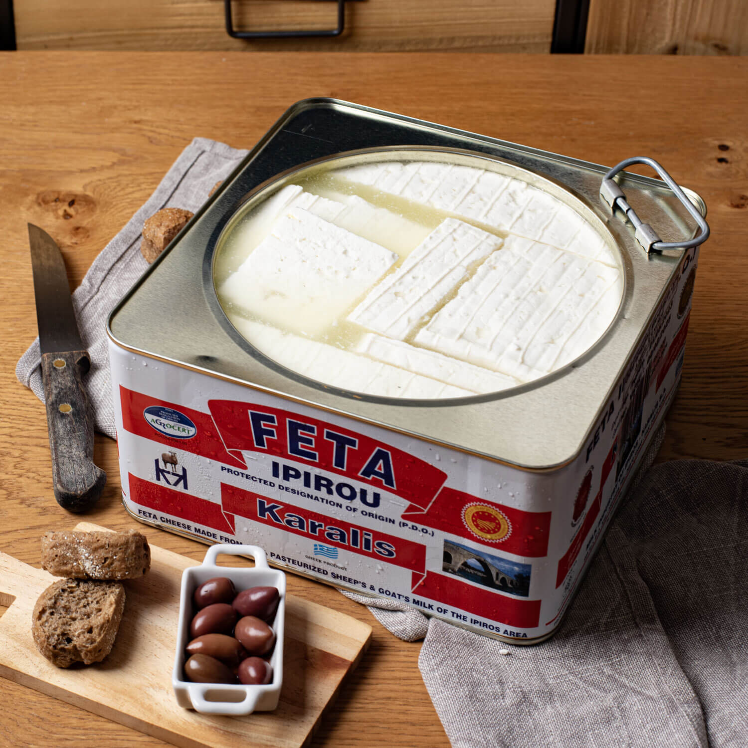 Authentic Epirus Feta PDO – Mediterranean Tin in Brine for Families 3.5kg (Pre-cut Blocks) - Image 3