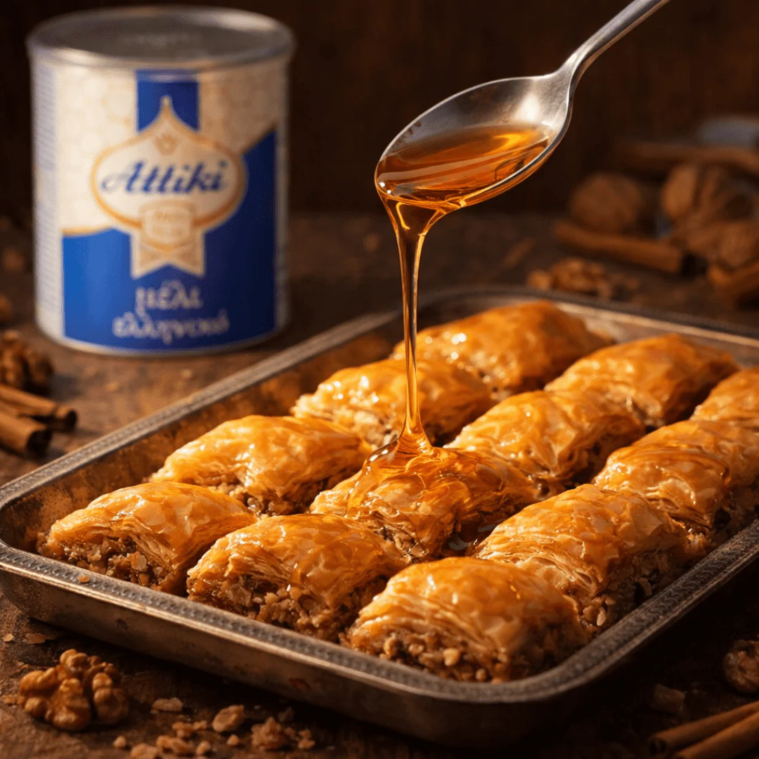 Attiki Greek Honey – the classic since 1928 for yogurt, desserts & breakfast | 1 kg Tin - Image 3